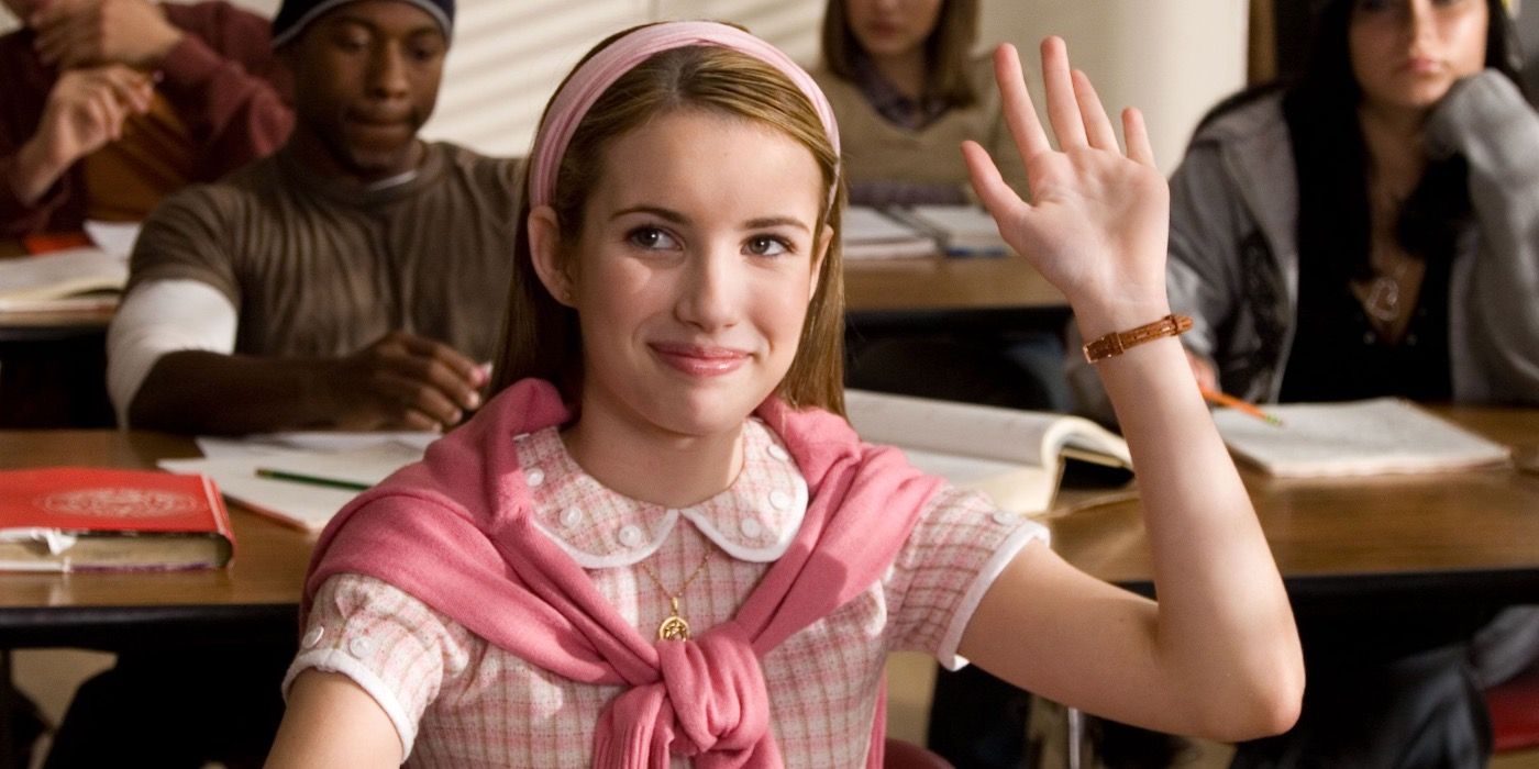 Nancy Drew raising her hand in class