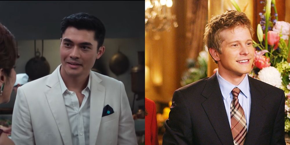 Split Image of Nick Young from Crazy Rich Asians and Logan Huntzberger from Gilmore Girls