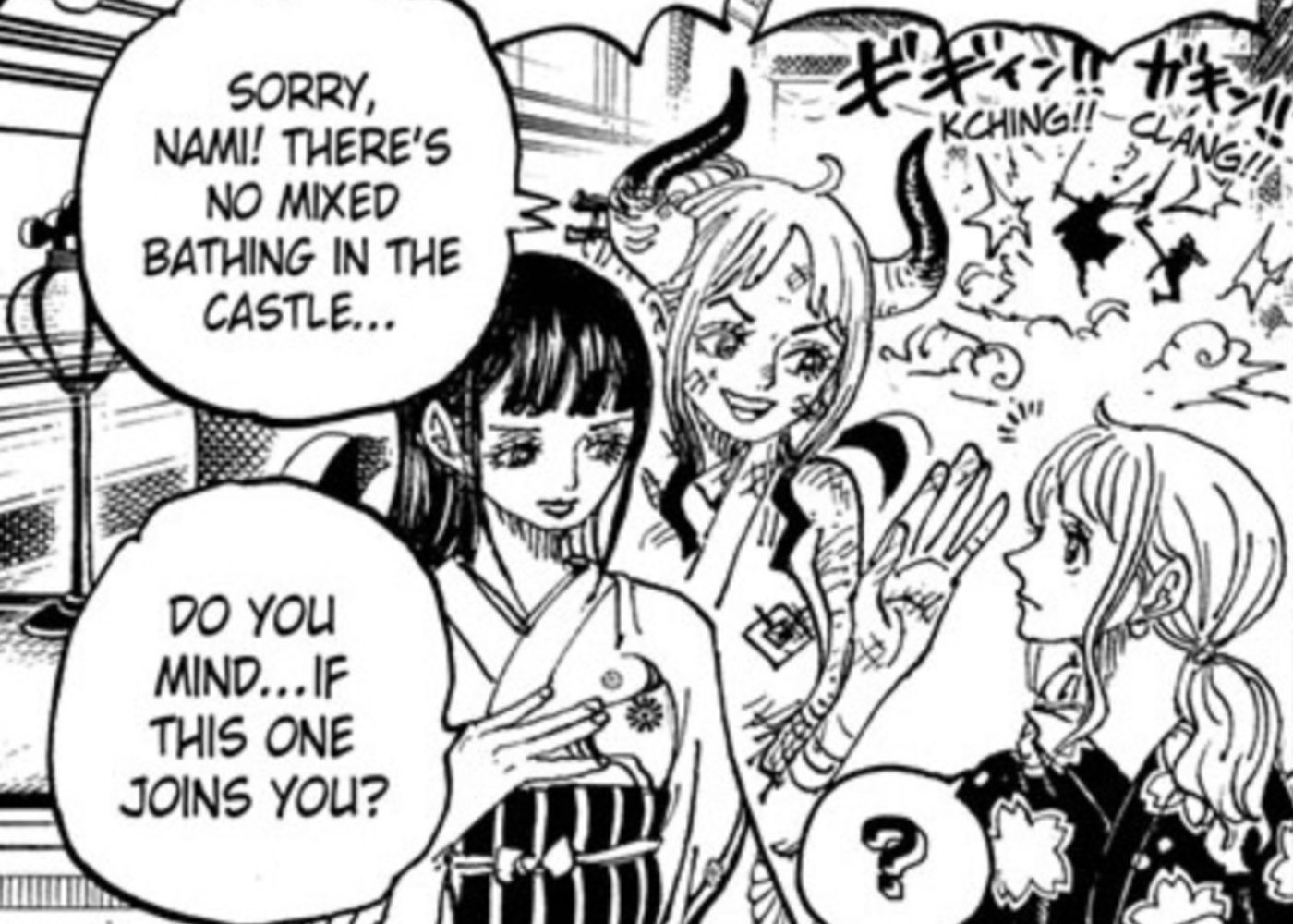 One Piece's Yamato won't join Nami for a bath.