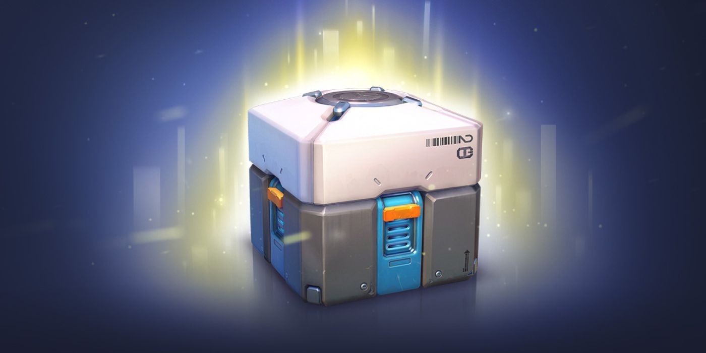 A glowing Overwatch loot box.