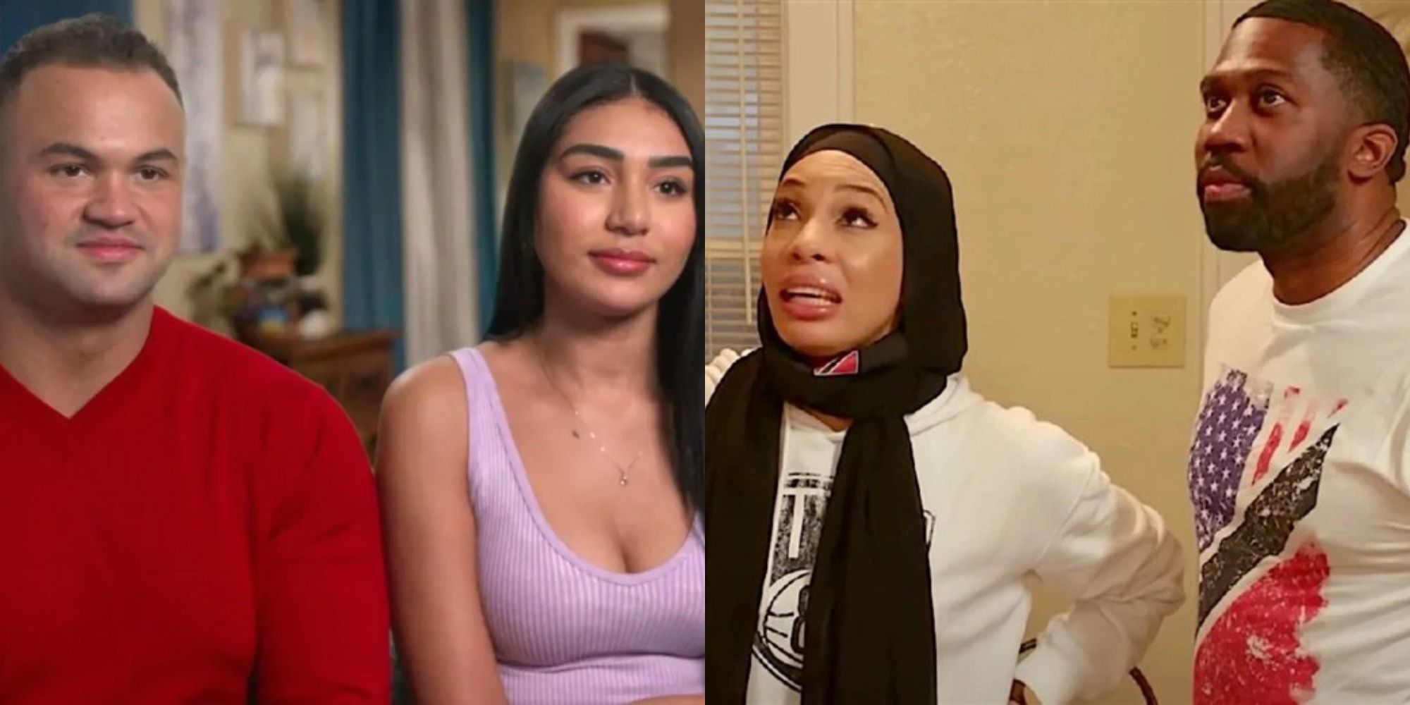 Split image showing Patrick and Thais and Bilal and Shaeeda in 90 Day Fiancé.