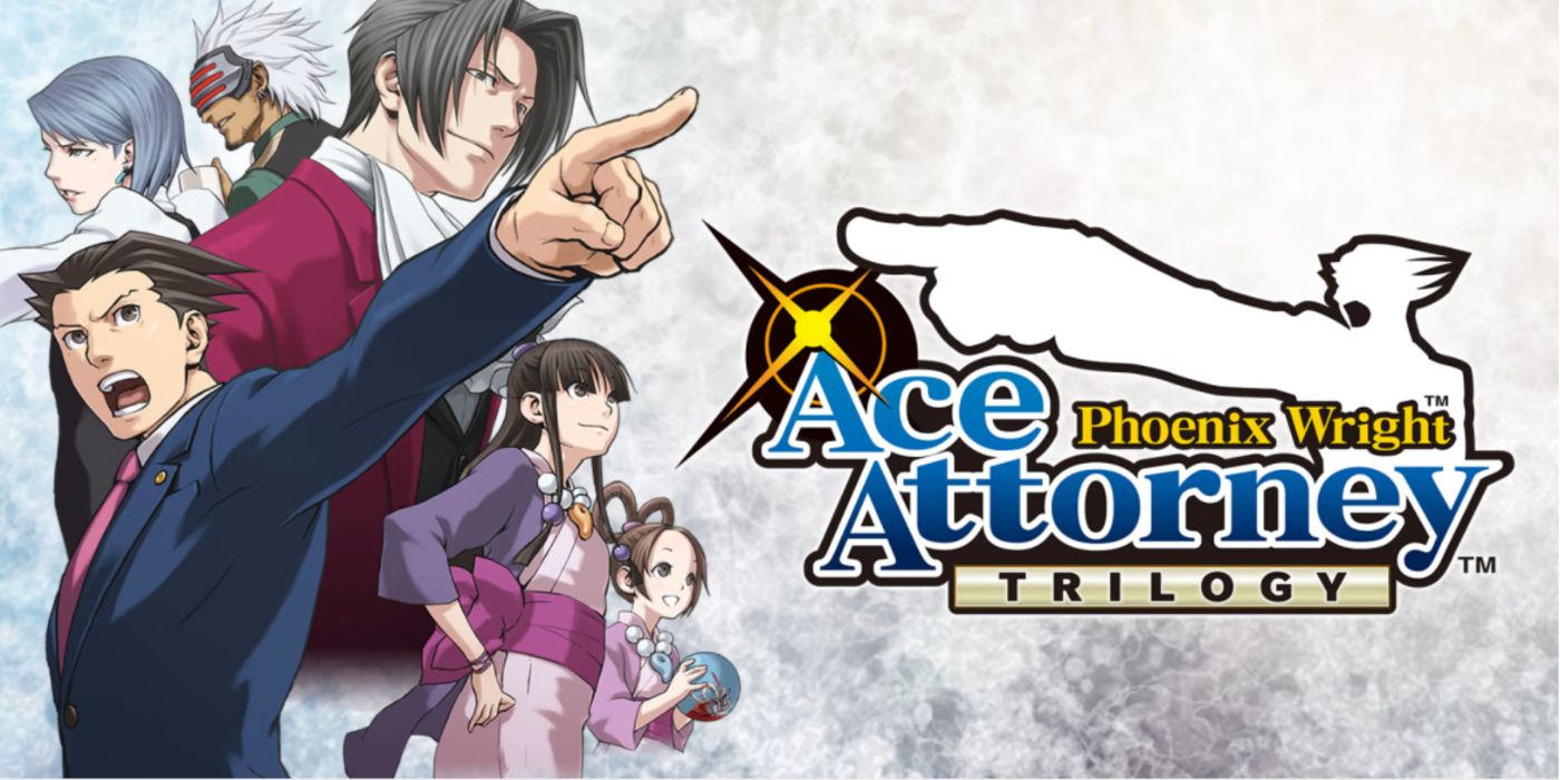 Phoenix Wright: Ace Attorney Trilogy key art featuring the titular protagonist and the supporting cast in a collage.