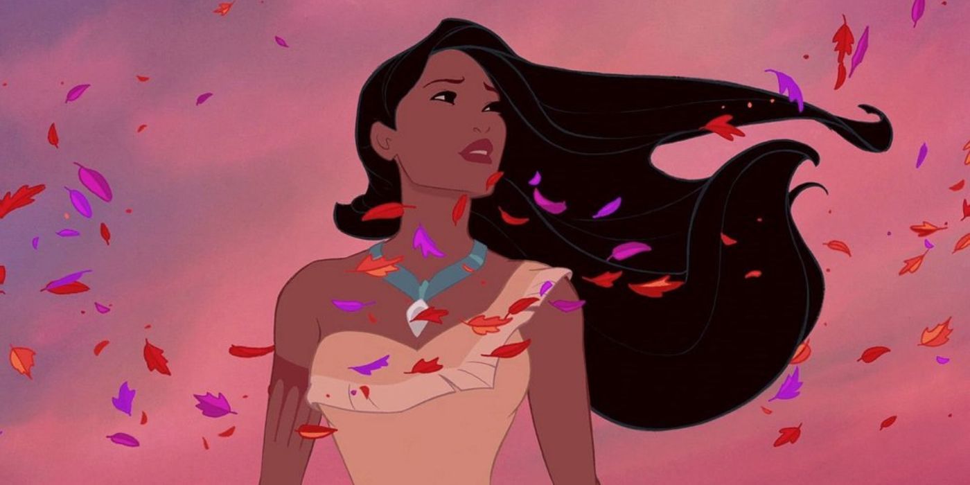 Pocahontas com as folhas coloridas