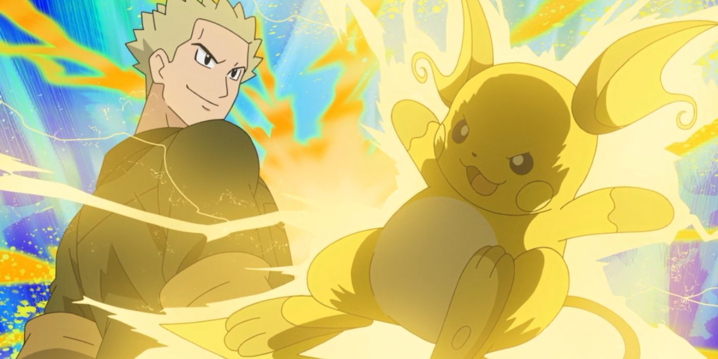 Lt. Surge and his Raichu in the Pokémon anime.