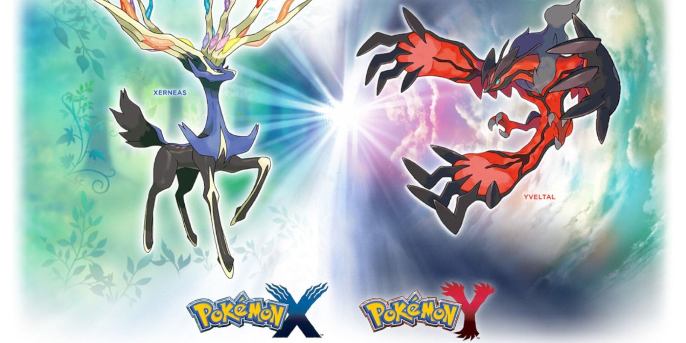 Xerneas and Yveltal in promo art for Pokémon X and Y.