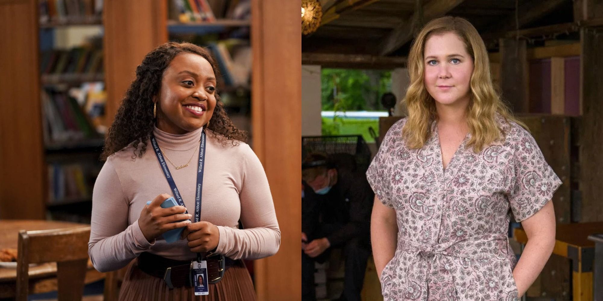 Two side by side images of Quinta Brunson and Amy Schumer