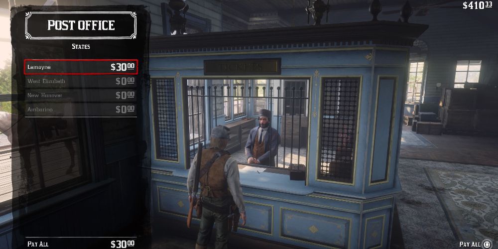 A post office payment is made in Red Dead Redemption 2