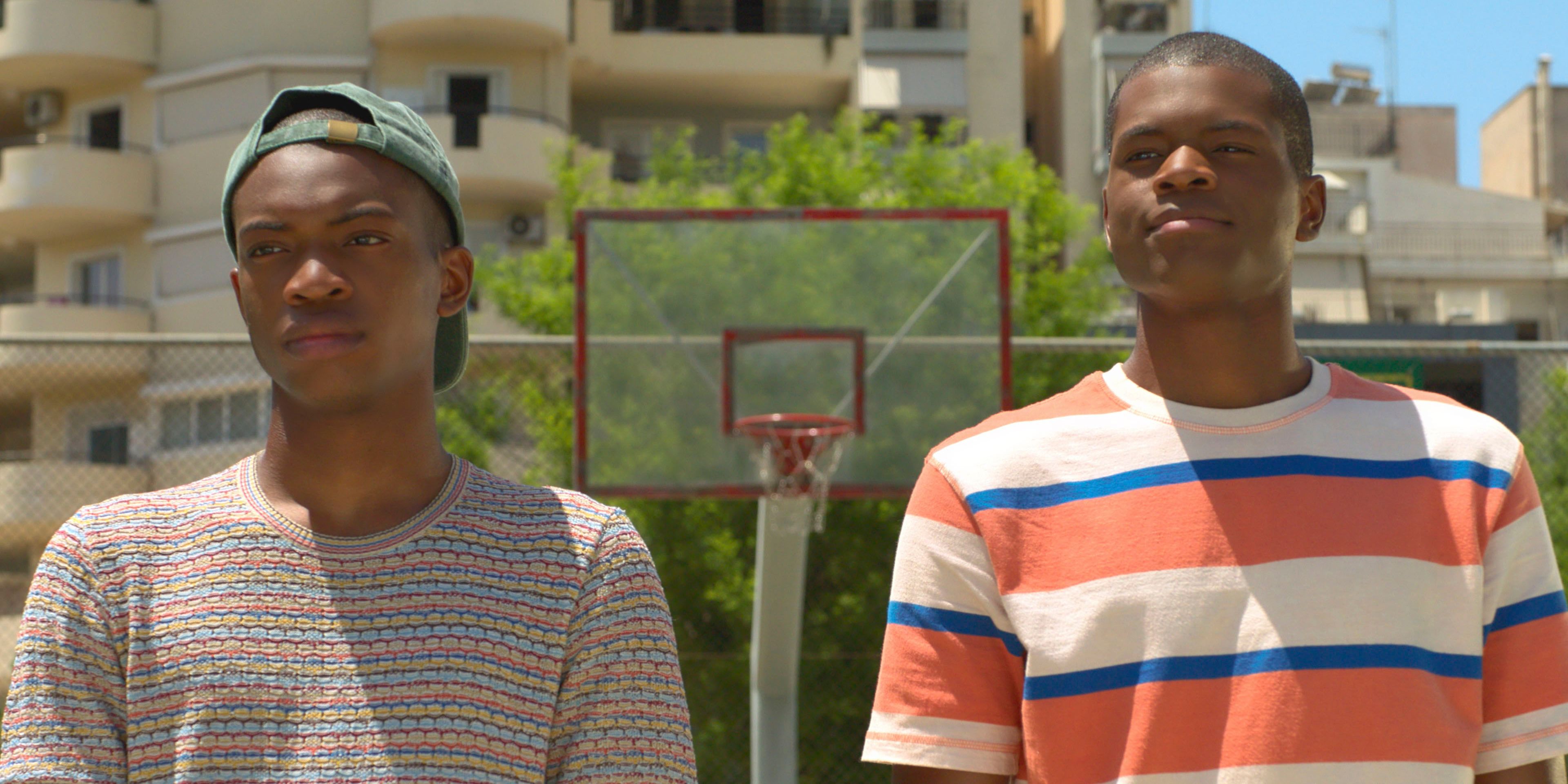 Ral Agada as Thanasis and Uche Agada as Giannis in Disney’s live-action RISE.