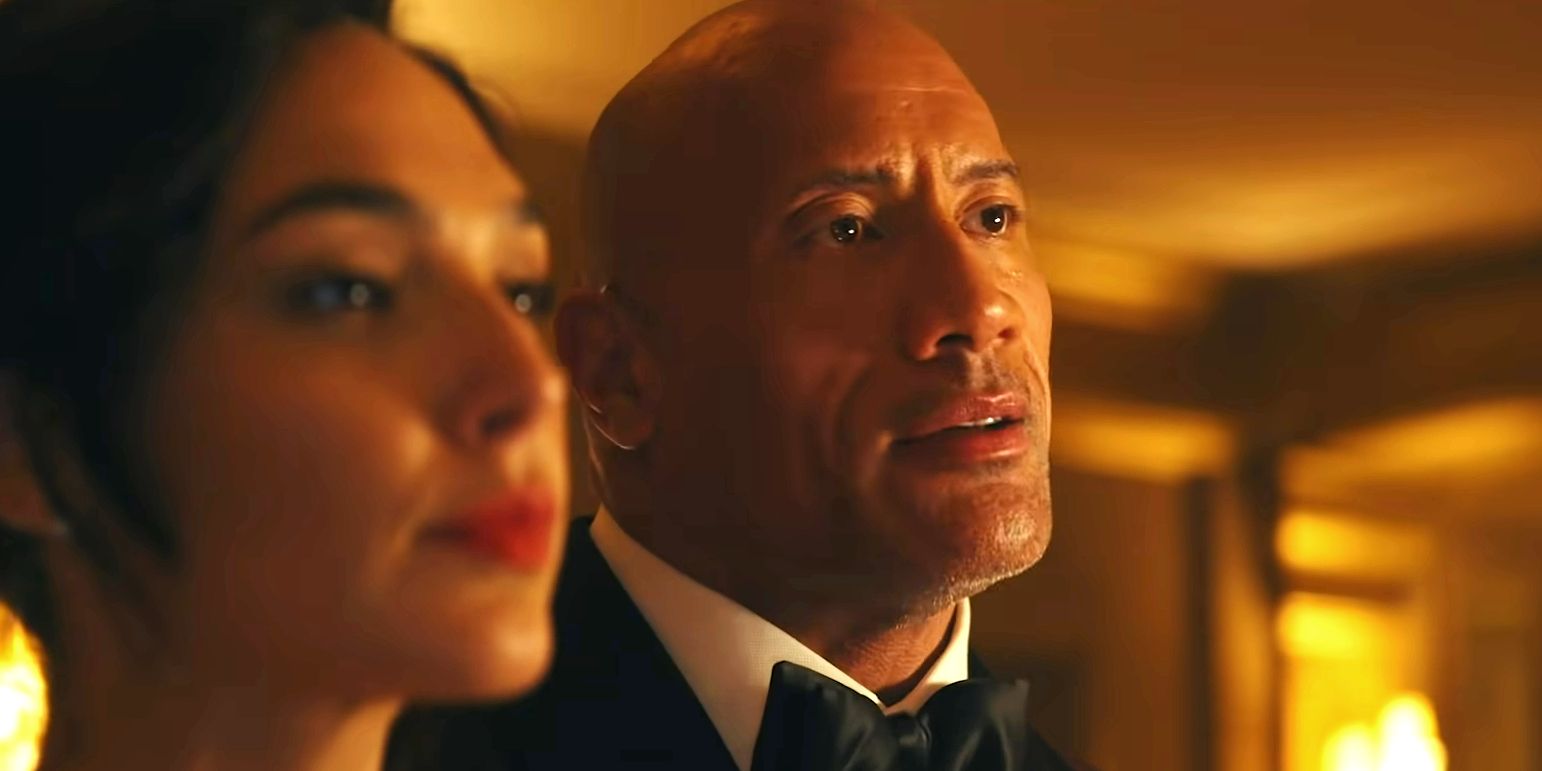 Dwayne Johnson's character attends a gala in Red Notice 