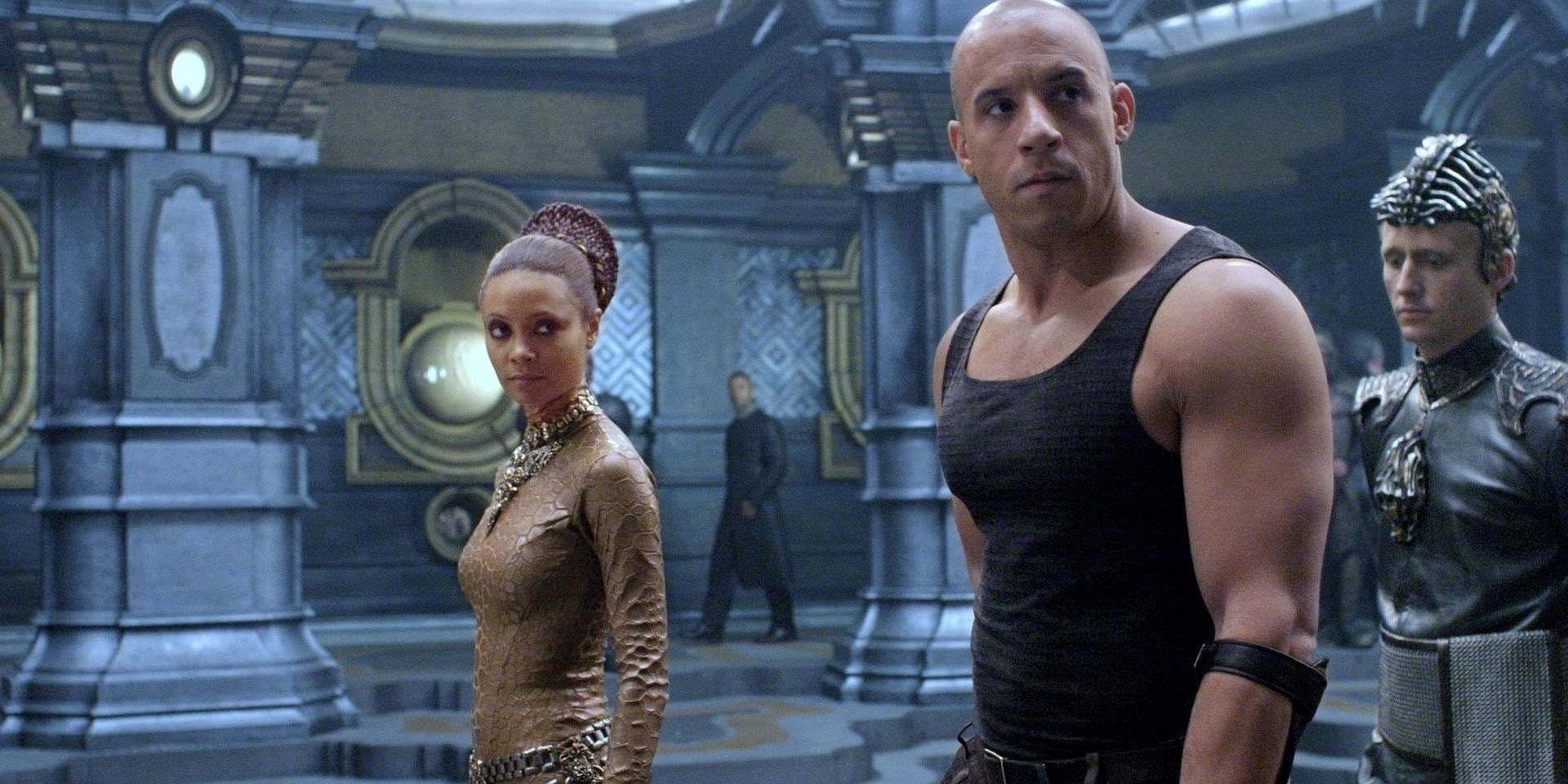 Riddick in a big room in The Chronicles Of Riddick 