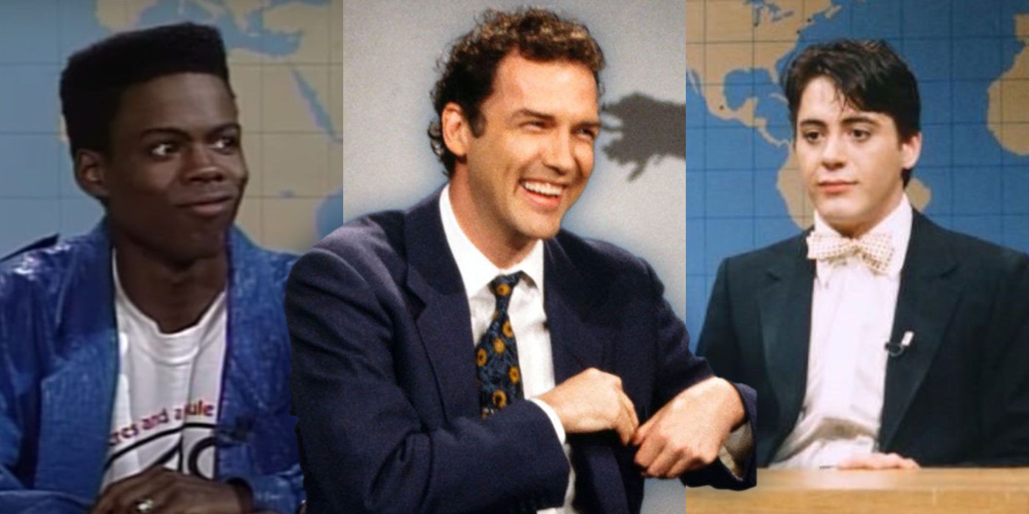 Three side by side images of fired SNL cast members.