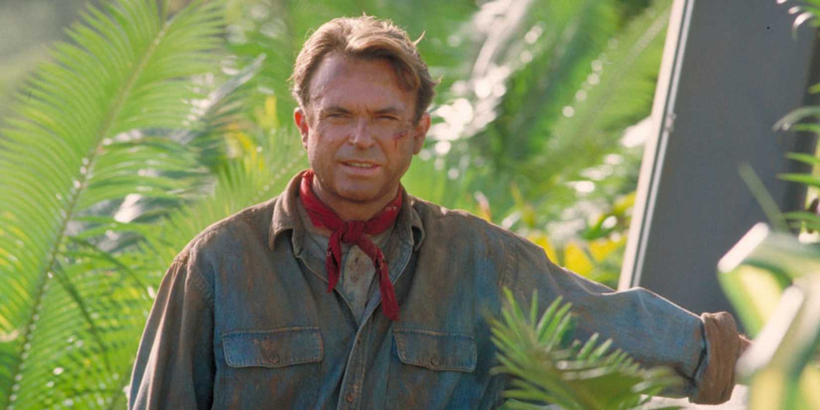 Sam Neill as Dr Alan Grant in the jungle in Jurassic Park 3