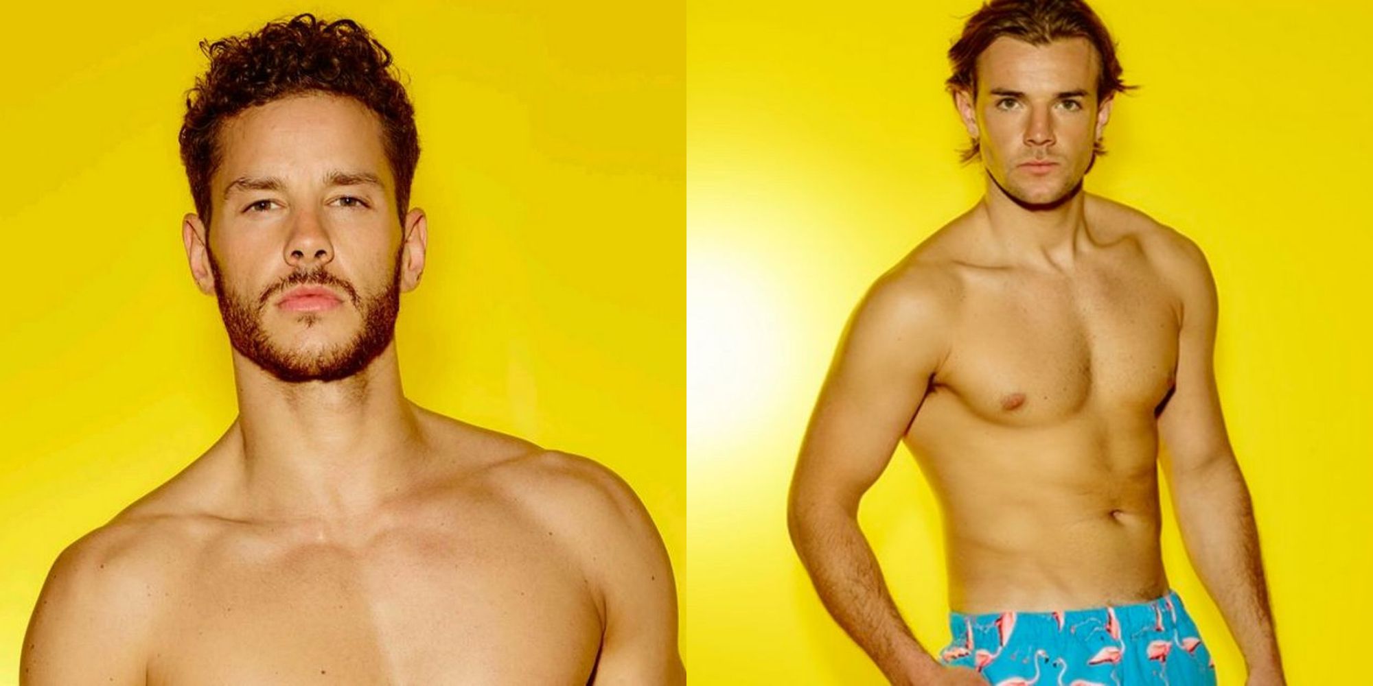 Split image showing Scott and Nathan in Love Island.