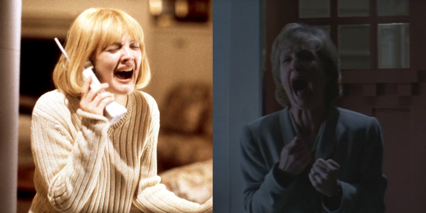 Split image of Casey and Carla Becker screaming in Scream