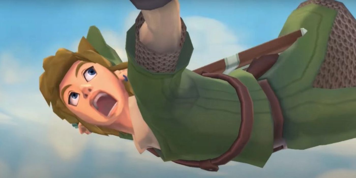 Link falling in Skyward Sword.