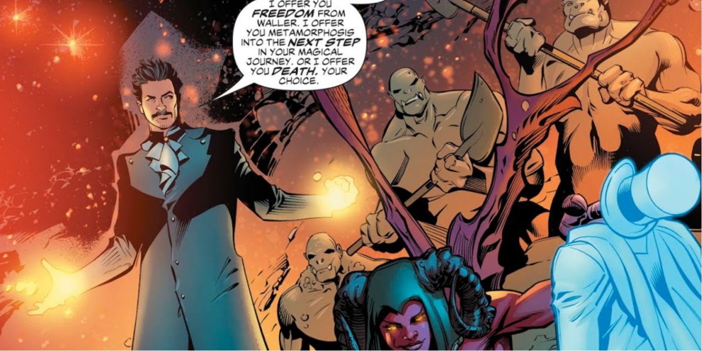 Faust tries to offer the Suicide Squad freedom from Amanda Waller.