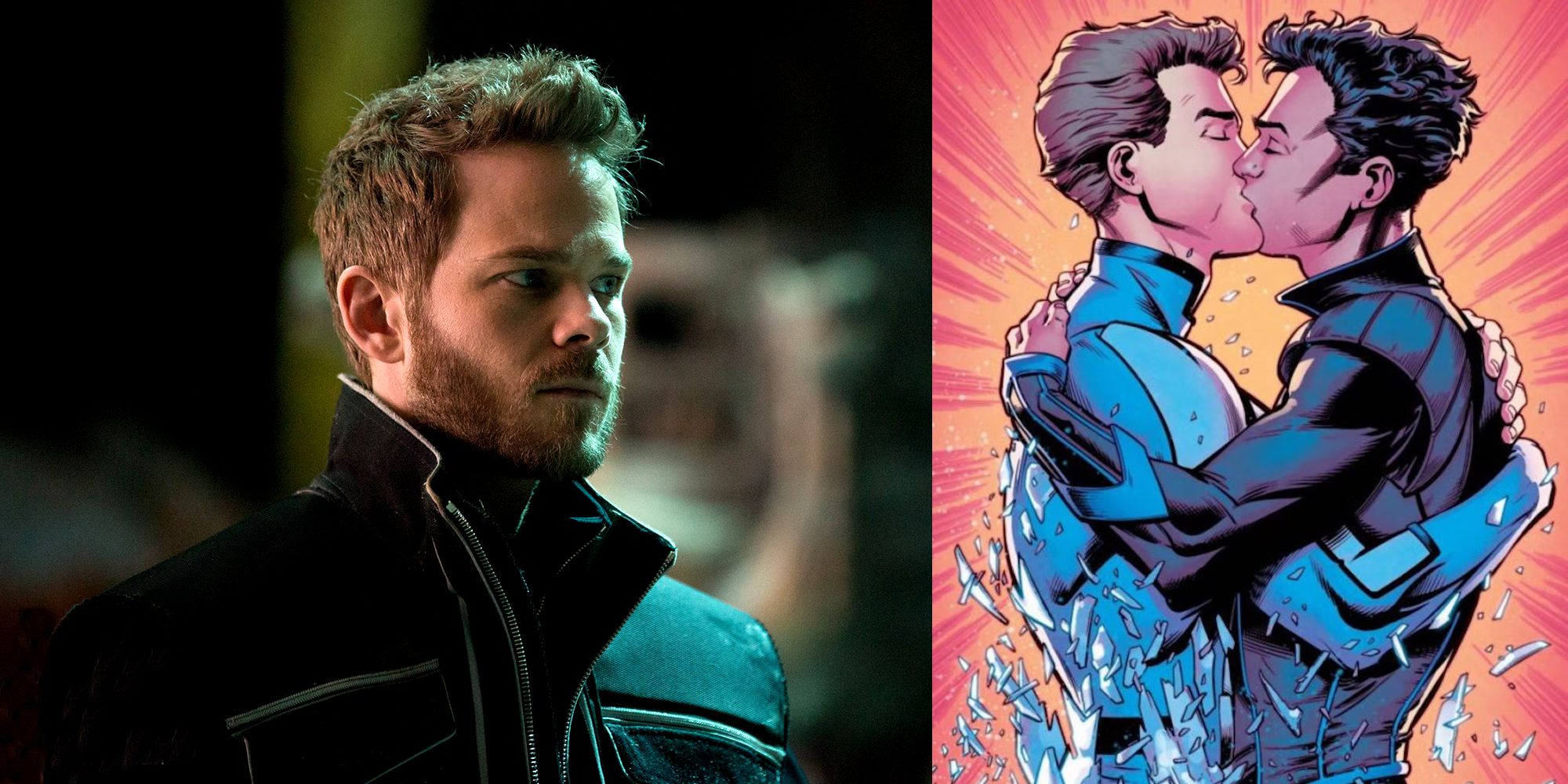 Shawn Ashmore as Bobby Drake Iceman in X-Men and kissing Romeo in comic