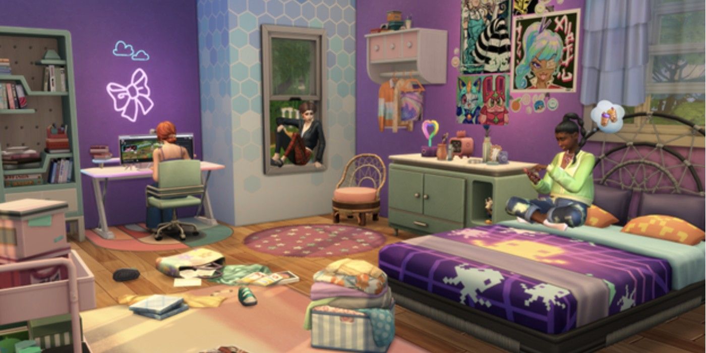 Sims 4 High School Days teen bedroom.
