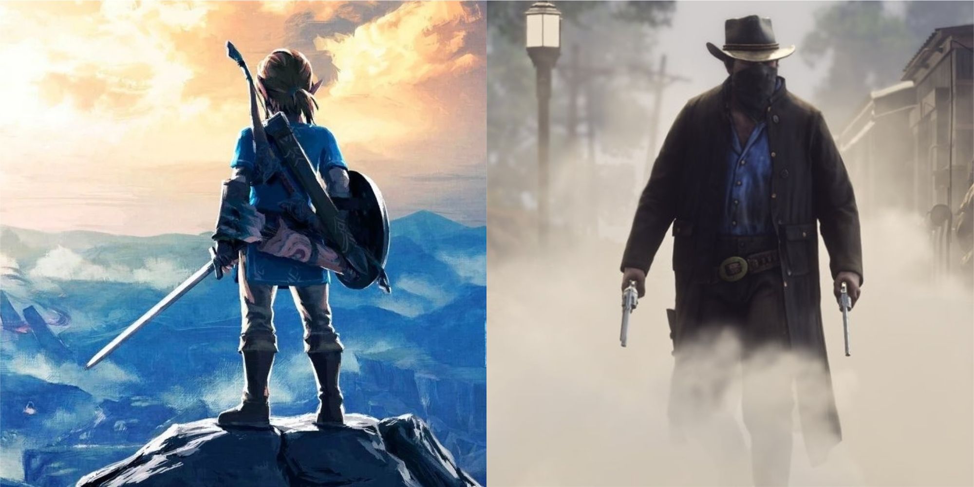 Characters standing alone in Breath of the Wild & Red Dead Redemption 2