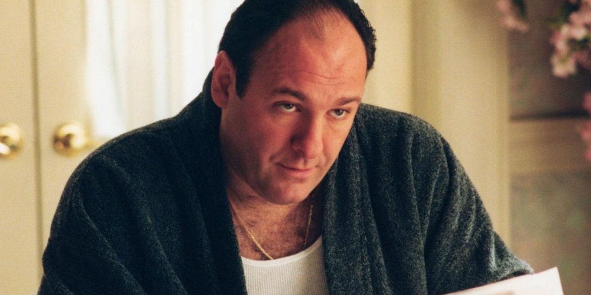 Tony Soprano looks over his paper in The Sopranos 