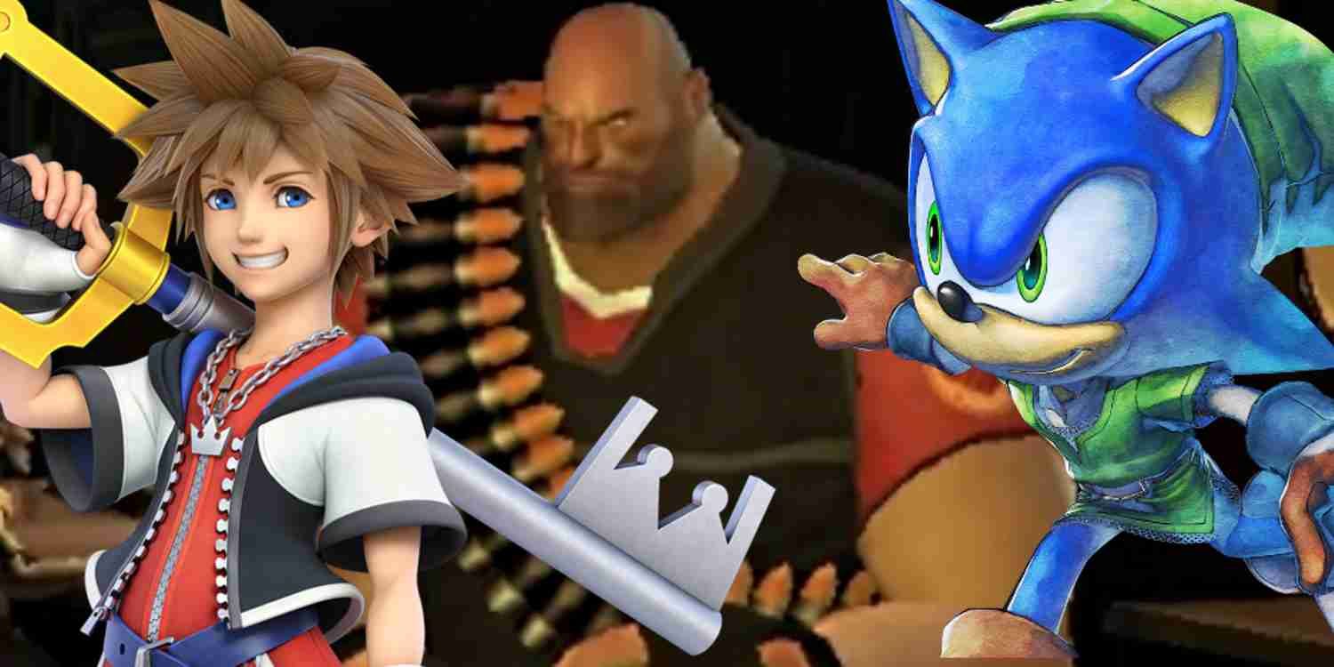 Sora, Heavy, and Sonic appear on a video game crossover header.
