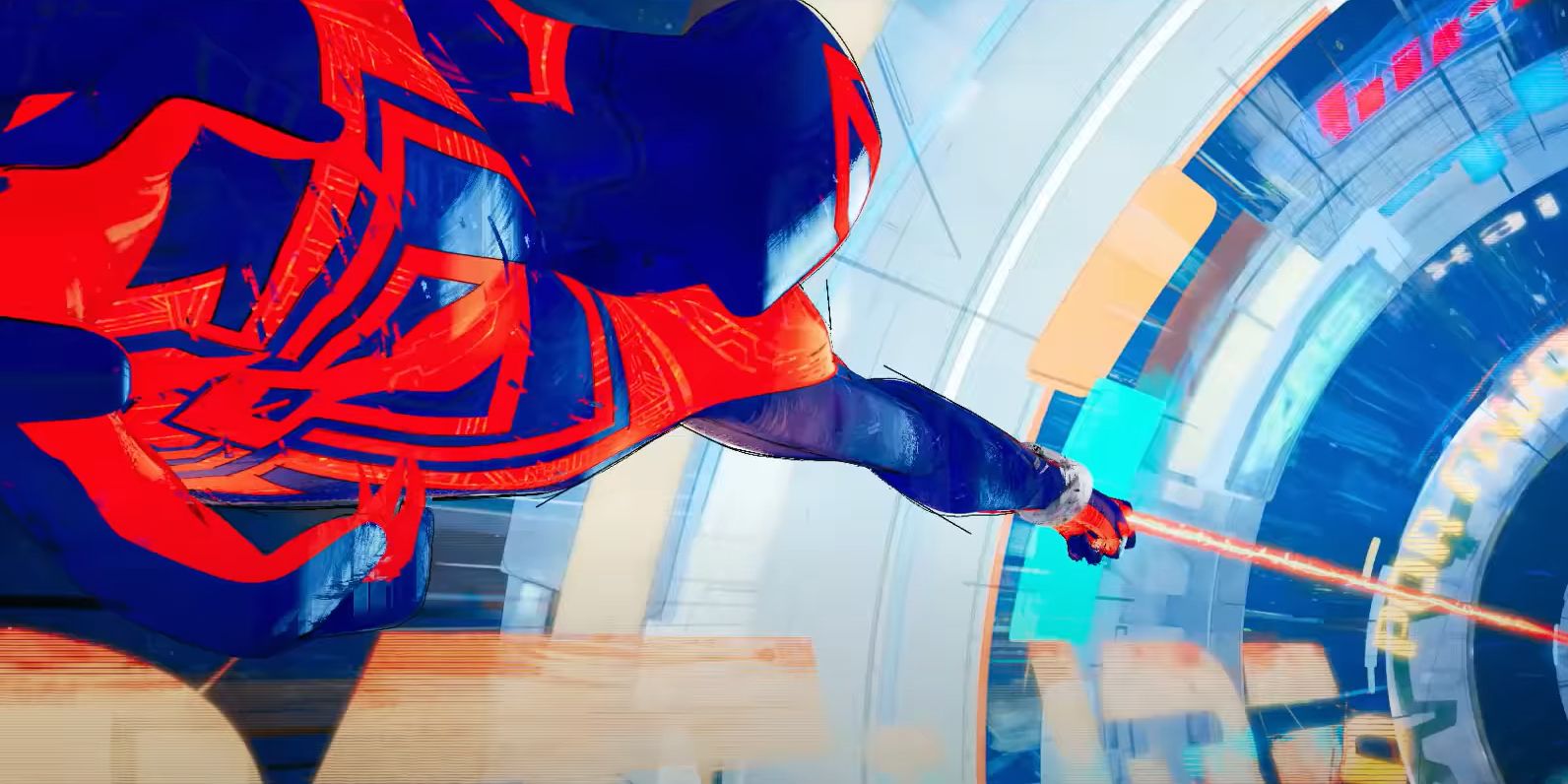 Homem-Aranha 2099 usando poderes em Across the Spider-Verse