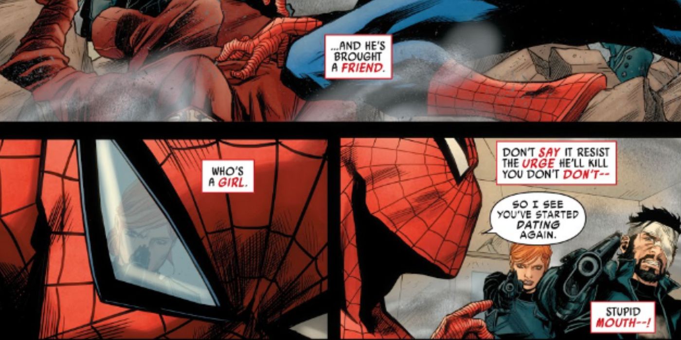 Spider Man teasing Punisher in the comic