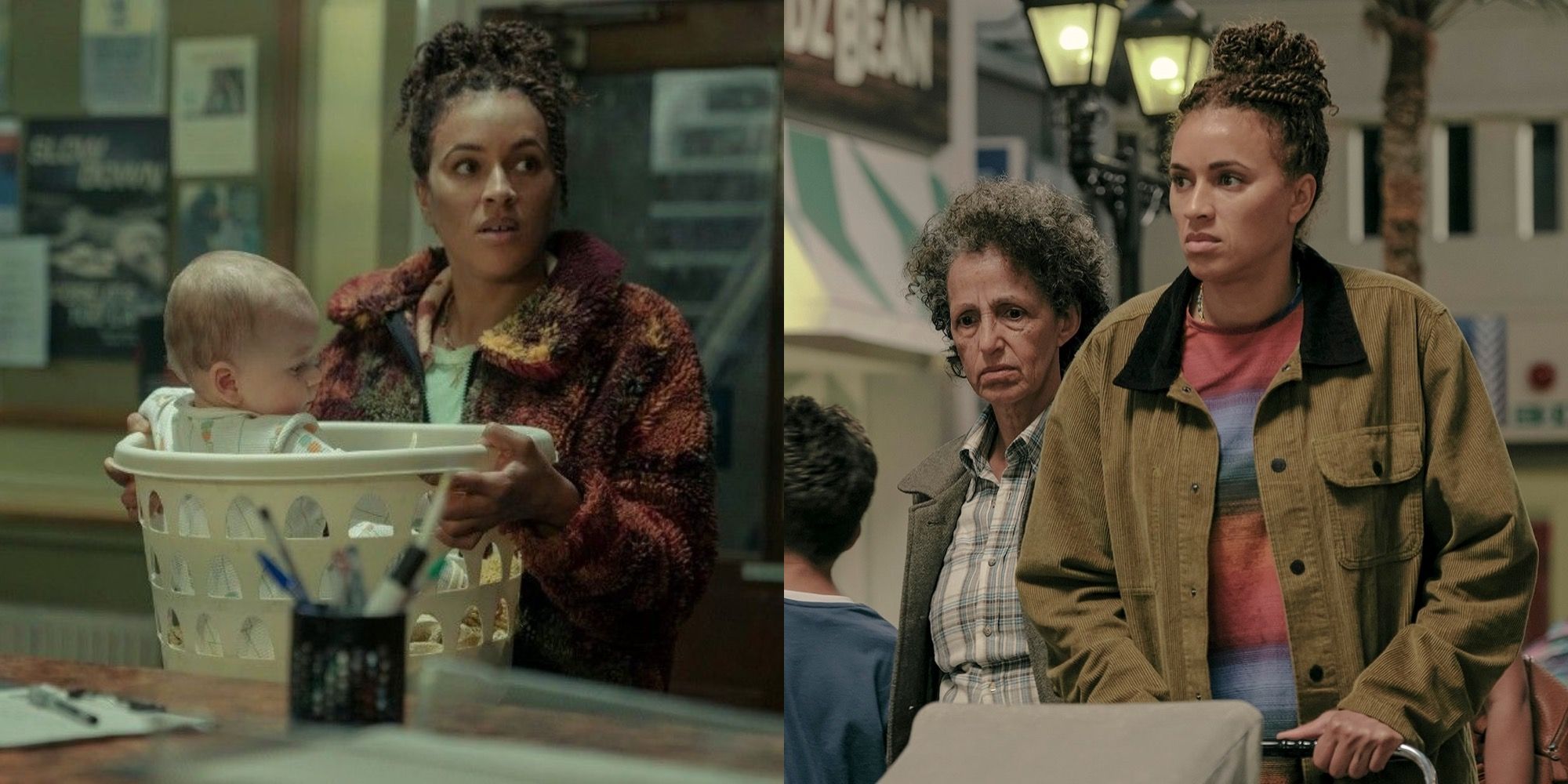 Split Image Of Natasha And Mrs.Eaves With The Baby From HBO Max’s The Baby