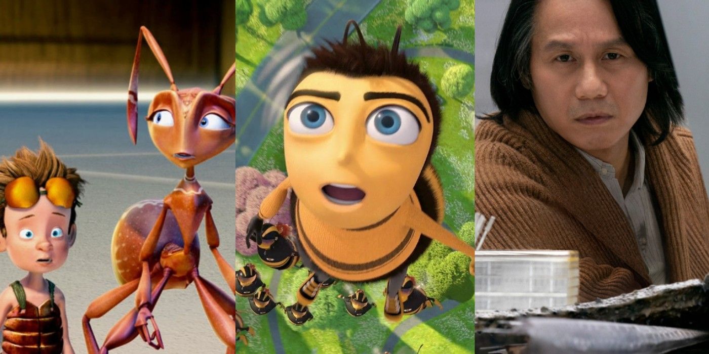 Split image of Ant Bully, Bee Movie and Jurassic World bug feature