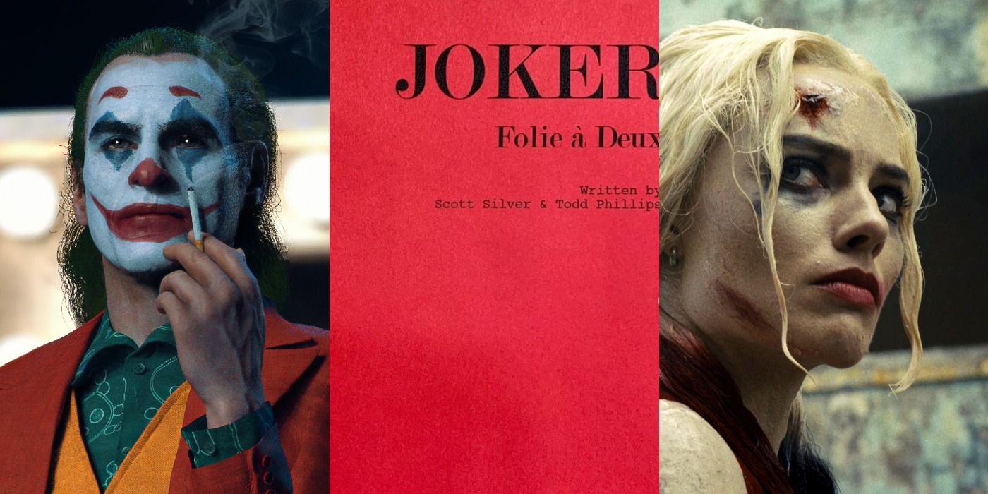 Split image of Arthur in Joker, the Joker 2 screenplay, and Harley in The Suicide Squad