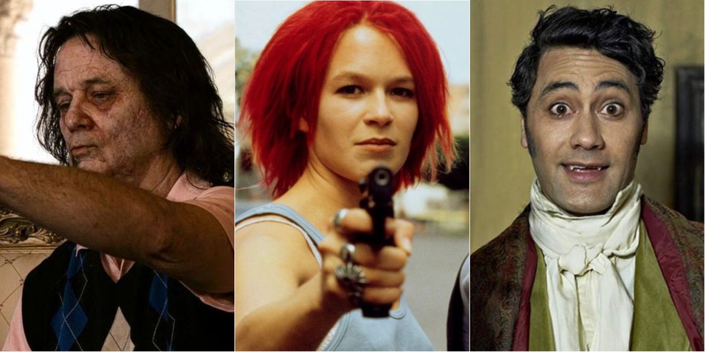 Split image of Zombie Bill Murray in ZOmbieland, Lola in Run Lola Run, and Taika Waititi in What We Do in the Shadows