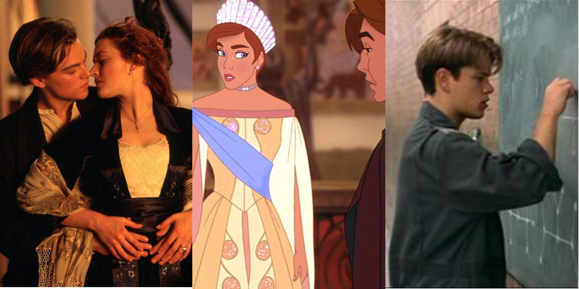Split image of scenes from Titanic, Anastasia, and Good Will Hunting