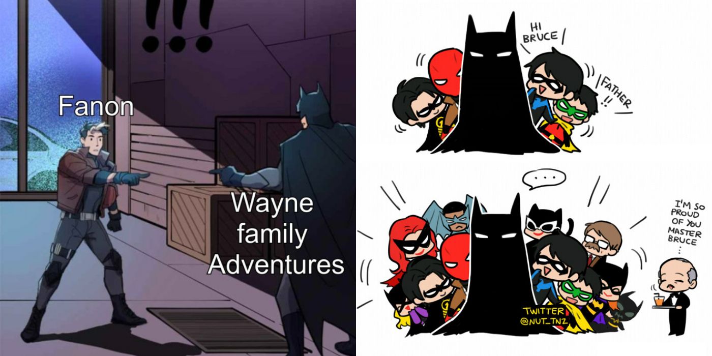 Split images of Batman memes