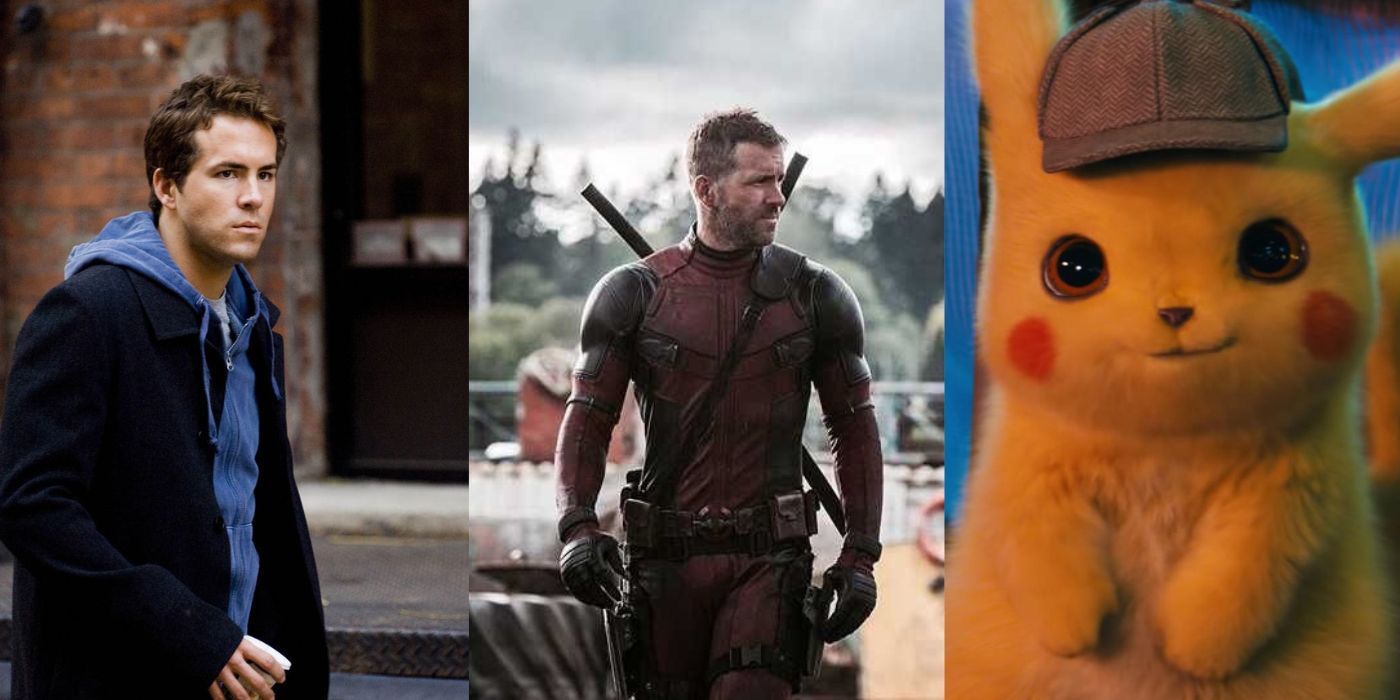 Split images of scenes from Definitely Maybe, Deadpool, and Detective Pikachu