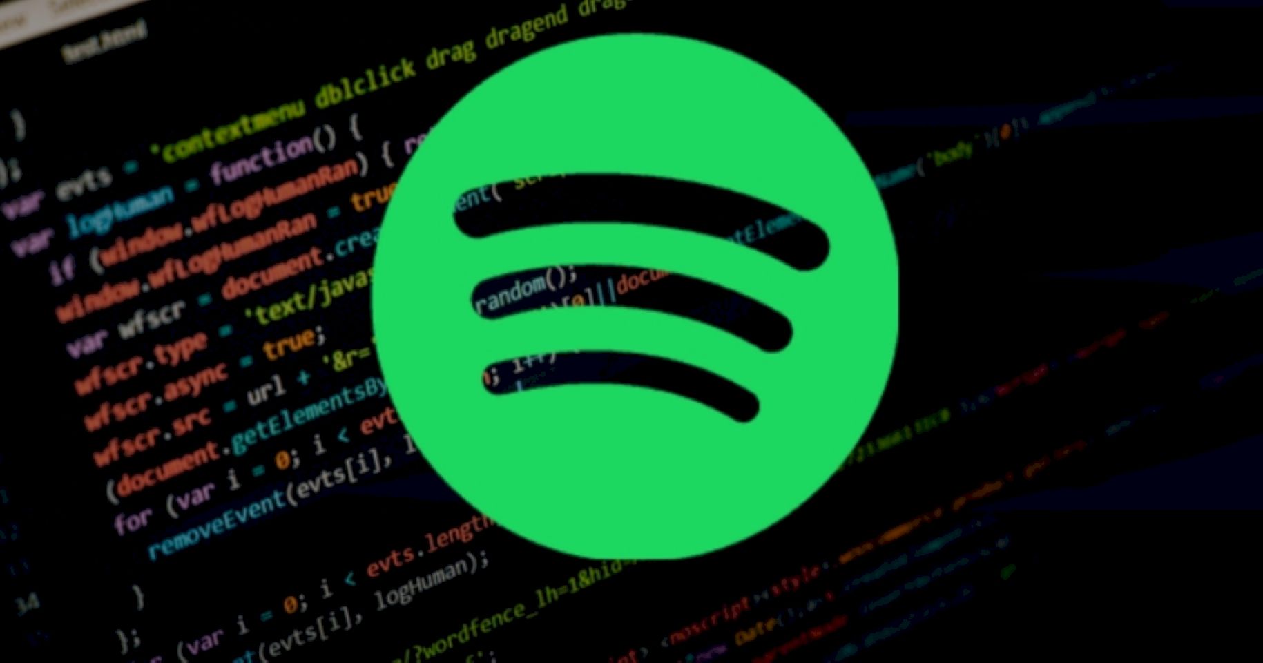 Spotify logo with  code in the background