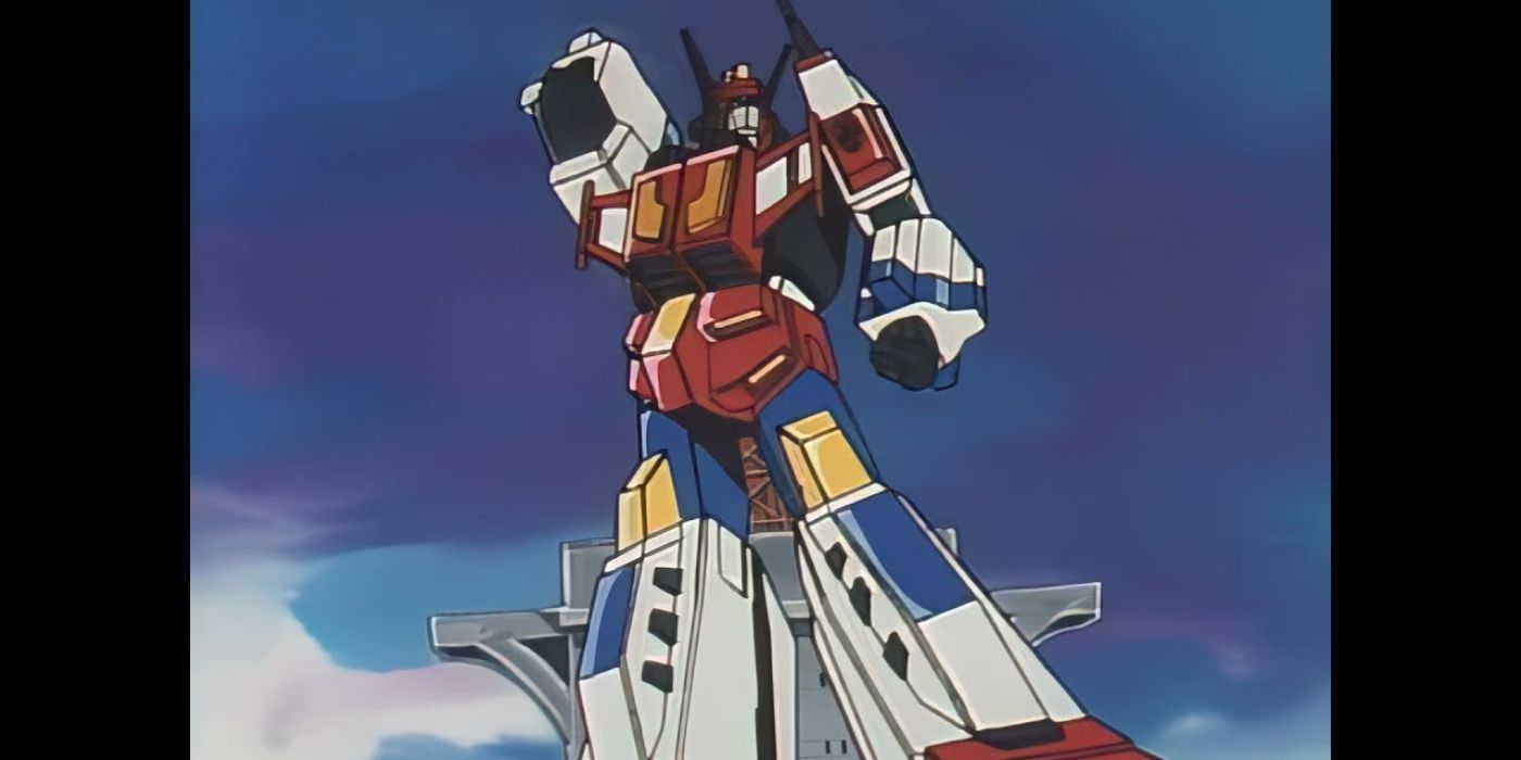 Star Saber Poses in Front of a Statue
