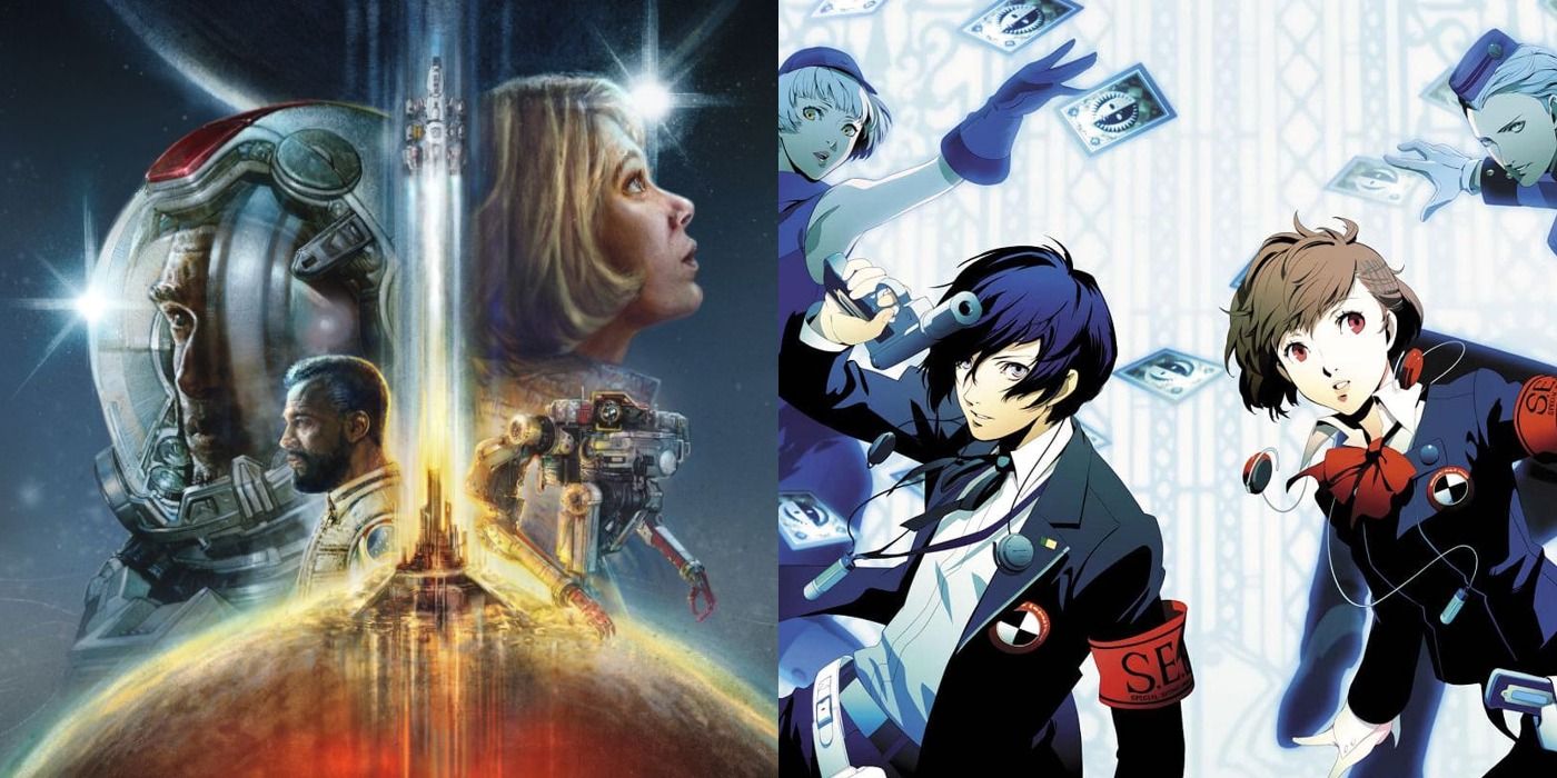 Split image of Starfield and Persona 3 Portable key art.