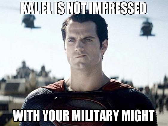Superman Meme About Superman Not Being Phased By Military Might