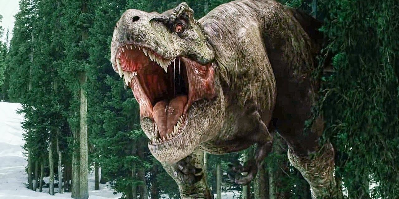 T-Rex baring its teeth in Jurassic World Dominion 