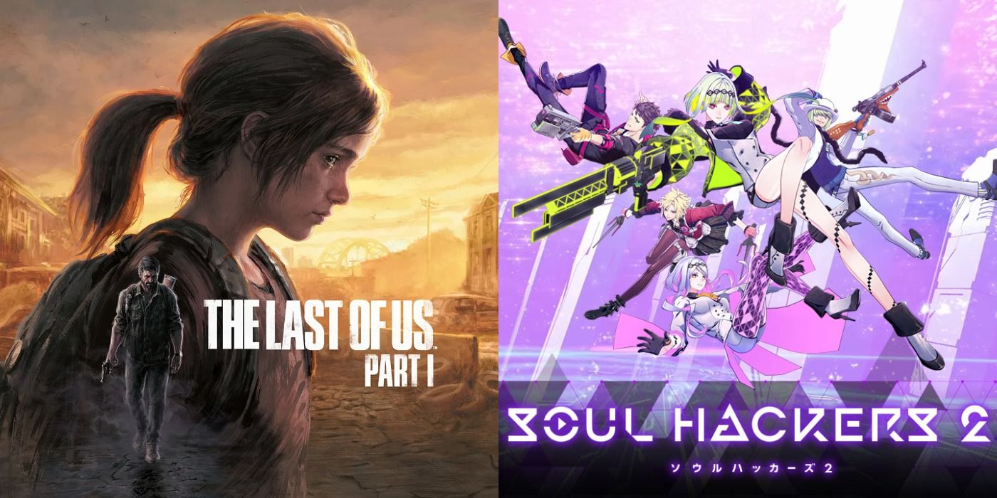 Split image of The Last of Us Part I and Soul Hackers 2 promo art.