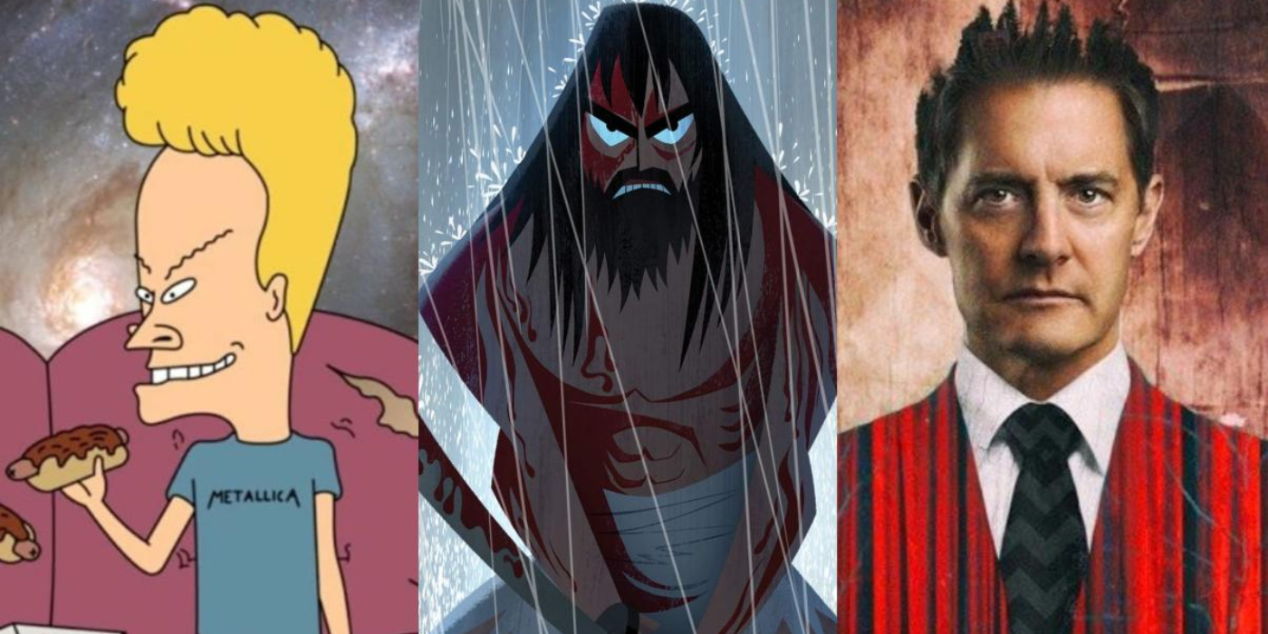 Split image of scenes from Beavis and Butt-Head, Samurai Jack and Twin Peaks as an example of long hiatuses