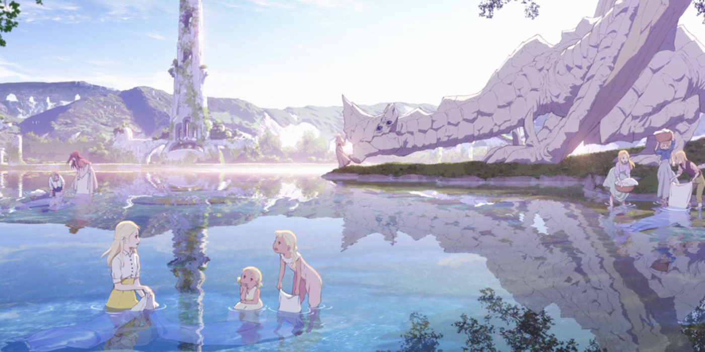 A Maquia When the Flower Blooms movie scene in tranquil lake