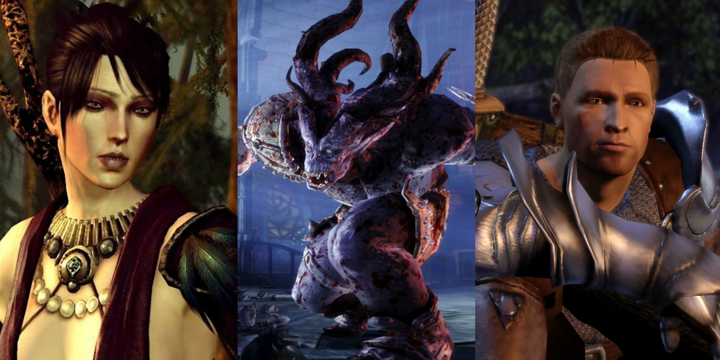 a splitter image for dragon age origins with alistair morrigan and a darkspawn