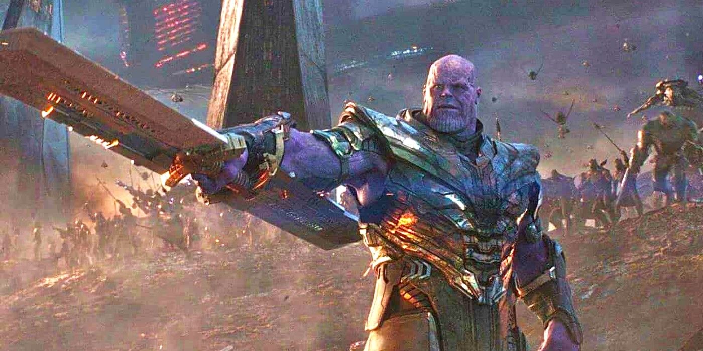 Thanos pointing his sword in Avengers: Endgame