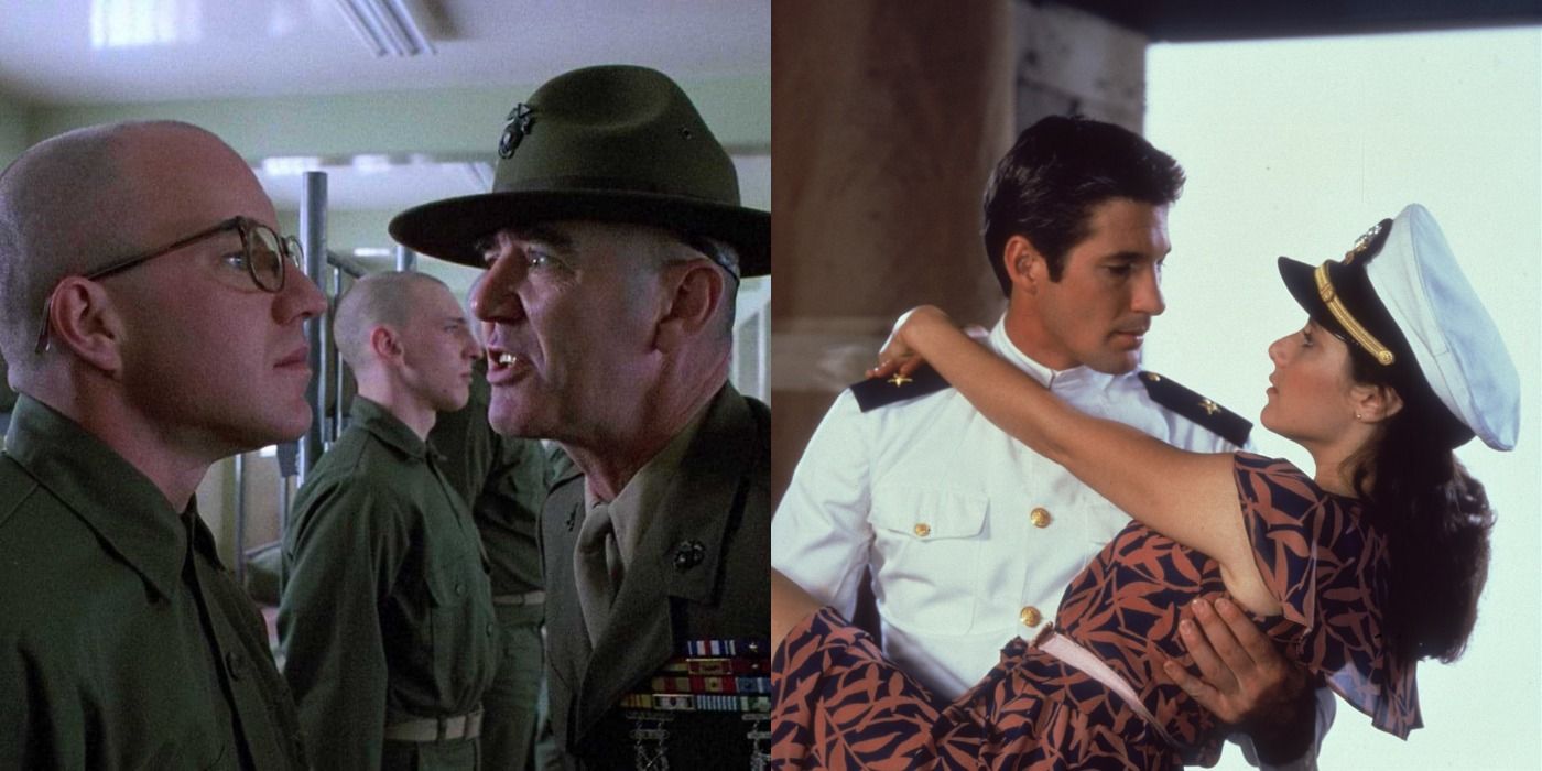 Split image showing scenes from Full Metal Jacket and An Officer & A Gentleman