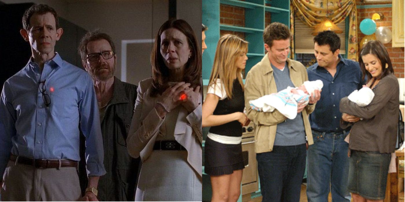 Split image showing the series finales of Breaking Bad and Friends