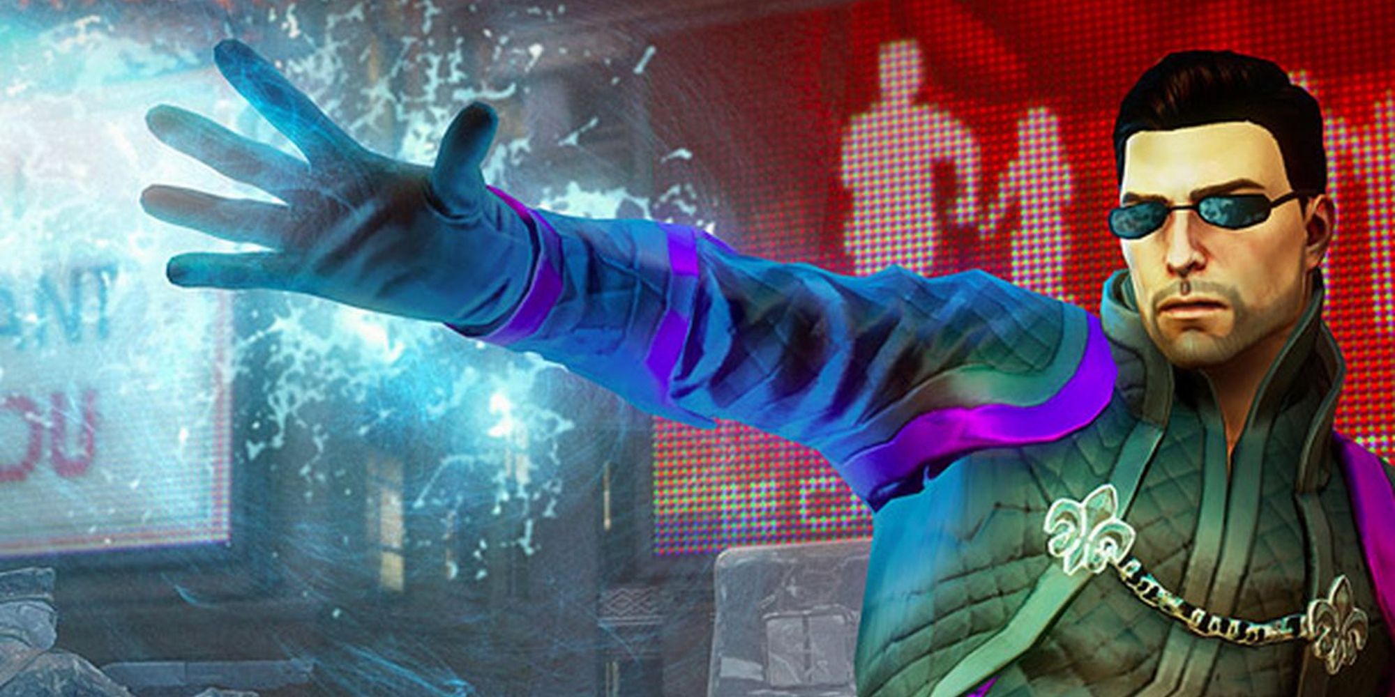 The Boss sending out a freeze blast in Saints Row IV Re-Elected