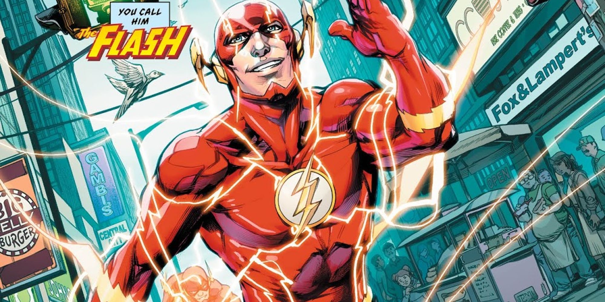 The Flash running through the streets of Central City in The Flash #88