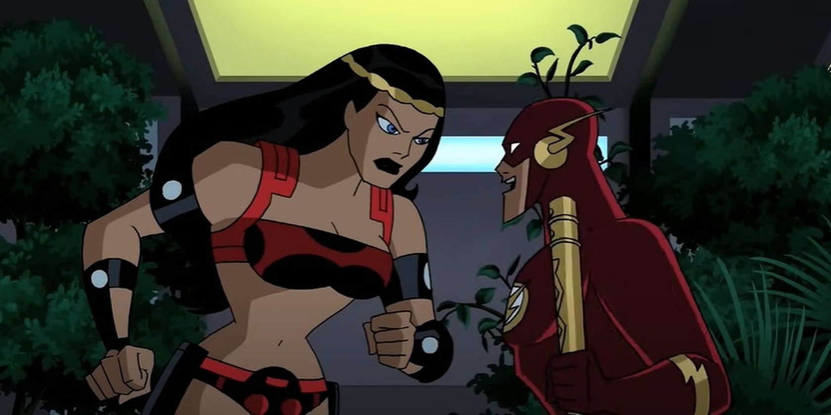 The Flash steals Big Barda's mace in Justice League Unlimited