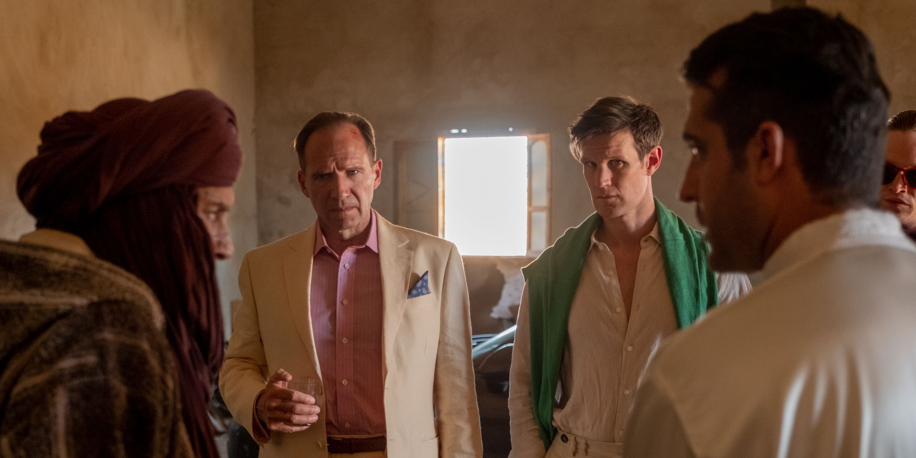 Ismael Kanater, Ralph Fiennes, Matt Smith, and Mourad Zaoui in The Forgiven